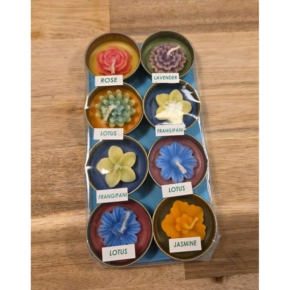 8pc Mini Floating Flower Tea Light Candles Scented Gift Set Rose Lotus Jasmine L